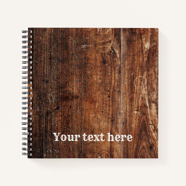 Personalized Rustic Old Wood spiral notebook  (Front)