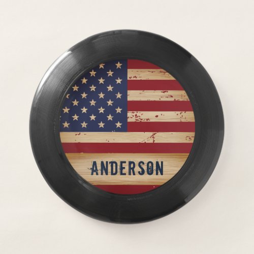 Personalized Rustic Patriotic American Flag Wham_O Frisbee