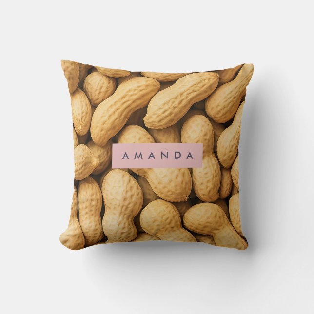 Personalized Rustic Peanut Snack Design Throw Pillow (Front)