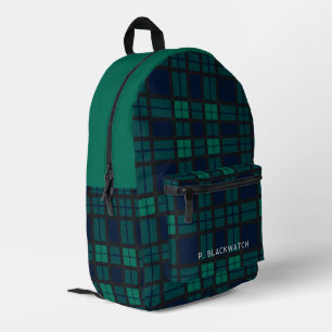Personalized Rustic Plaid Blue Green Tartan Printed Backpack