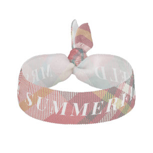 Personalized Rustic Plaid Red Check Modern Elastic Hair Tie