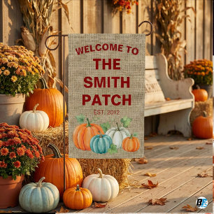 Personalized Rustic Pumpkin Patch Family Name W Garden Flag