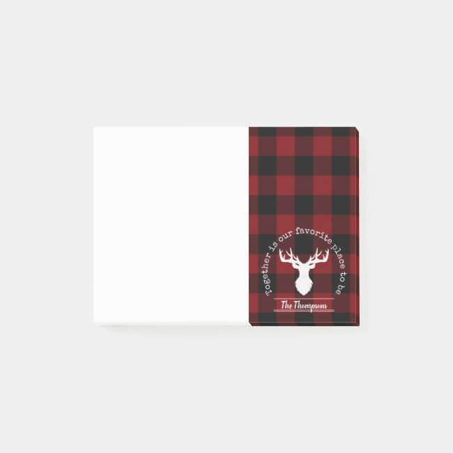 Personalized Rustic Red Black Buffalo Plaid Family