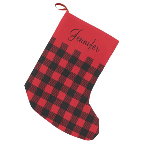 Personalized Rustic Red Buffalo Plaid  Small Christmas Stocking