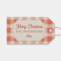 Personalized Rustic Red Plaid Gingham Christmas