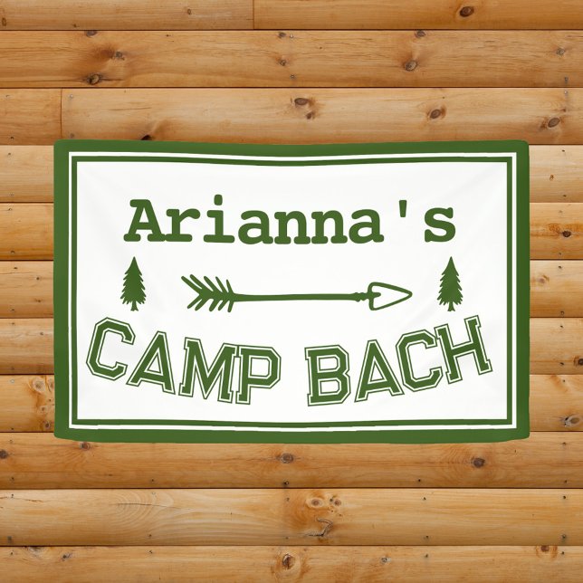 Personalized Rustic Retro Camp Bach Arrow Green  Banner (Personalizes Rustic Retro Camp Bach Banner)