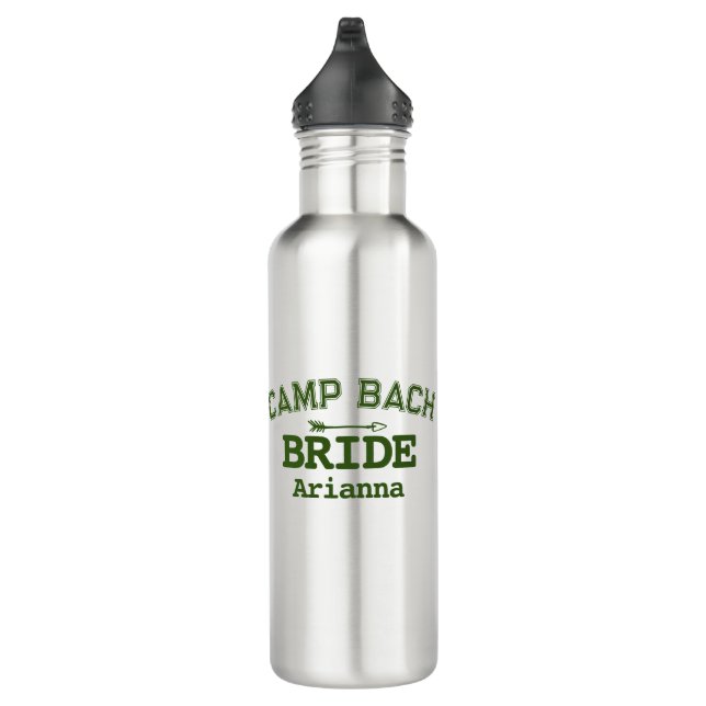 Personalized Rustic Retro Camp Bach Green  Stainless Steel Water Bottle (Right)