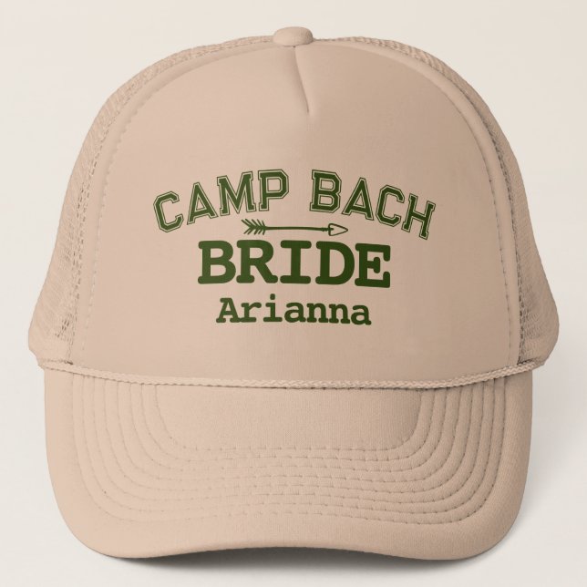 Personalized Rustic Retro Camp Bach Green  Trucker Hat (Front)