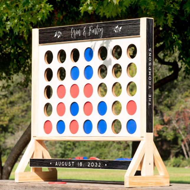 Personalized Rustic Script Names & Wedding Date Fast Four (Lawn)