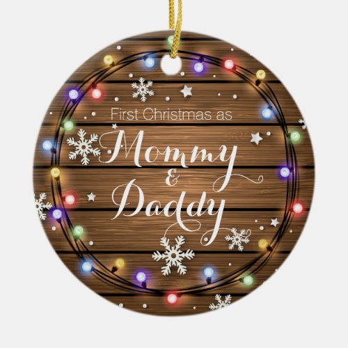 Personalized Rustic Stringlight Christmas Ornament