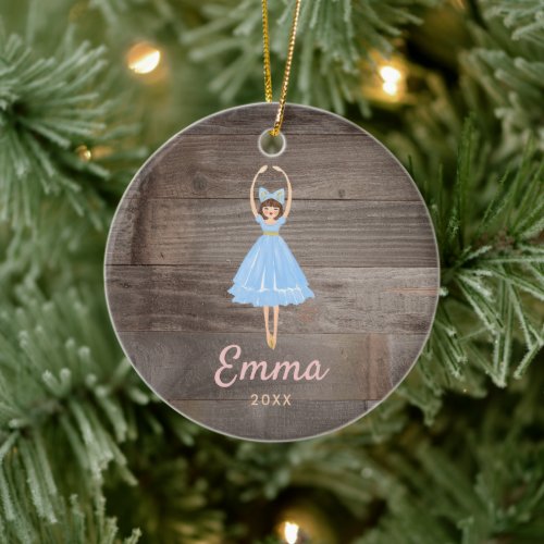 Personalized Rustic Sugarplum Fairy Ballerina Ceramic Ornament