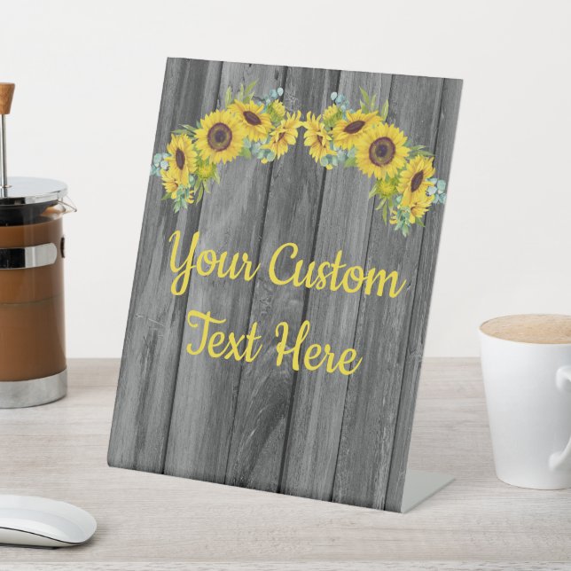 Personalized Rustic Sunflower Anniversary Party  Pedestal Sign (In SItu)