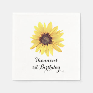 Personalized Rustic Sunflower Birthday Party Napkins