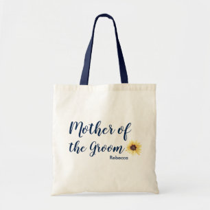 Personalized Rustic Sunflower Mother of the Groom Tote Bag