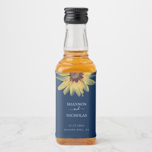 Personalized Rustic Sunflower Wedding Liquor Bottle Label