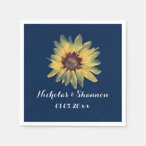 Personalized Rustic Sunflower Wedding Napkins