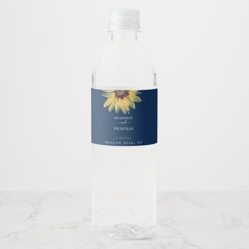 Personalized Rustic Sunflower Wedding Water Bottle Label