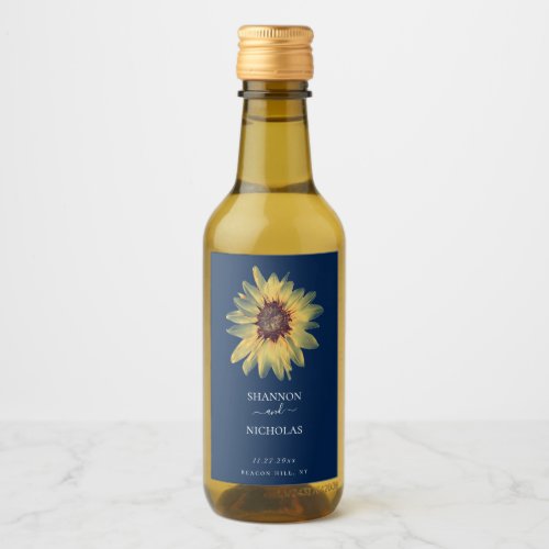 Personalized Rustic Sunflower Wedding Wine Label