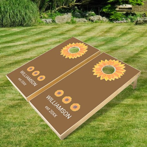 Personalized Rustic Sunflowers Cornhole Set