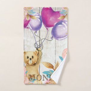 Personalized Rustic Teddy Bear Hand Towel