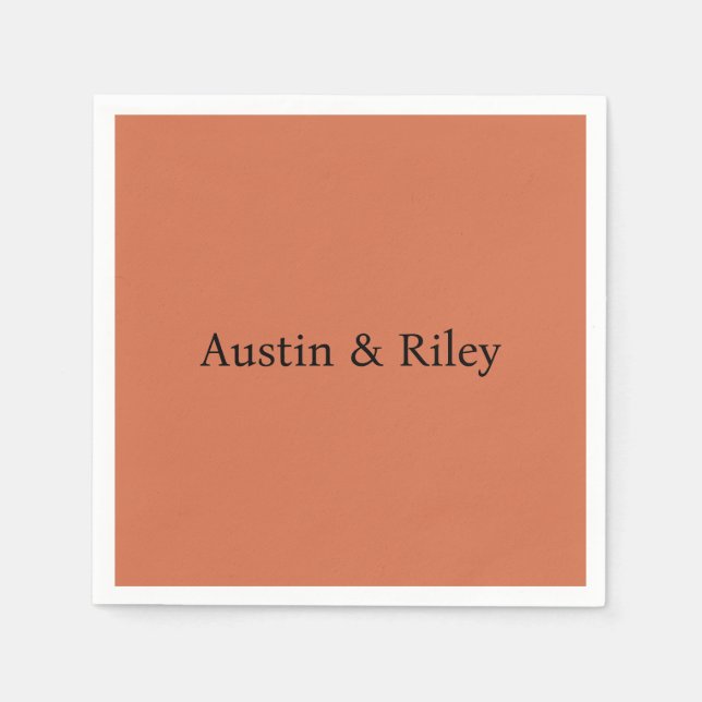 Personalized Rustic Terracotta Wedding Napkins (Front)