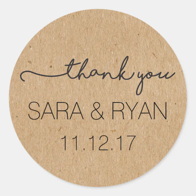 Personalized, Rustic, Thank You Stickers | Zazzle