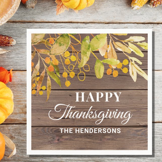 Personalized Rustic Thanksgiving  Napkins (Creator Uploaded)
