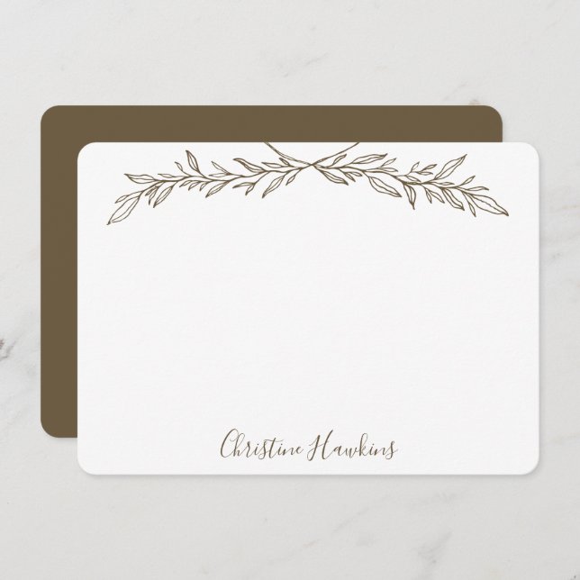 Personalized Rustic Twig Vintage Branch Wreath Note Card (Front/Back)
