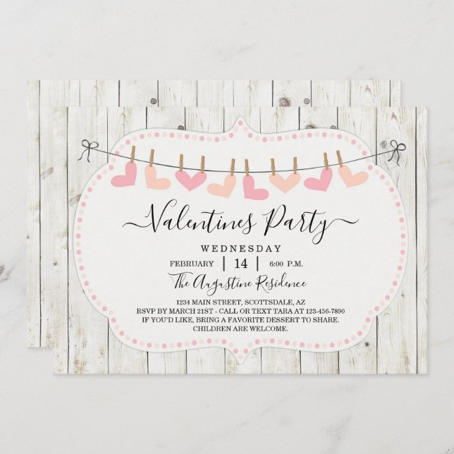 Personalized Rustic Valentine Day Party Invitation (Front/Back)