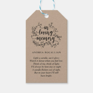 Personalized Rustic Vines Black Kraft, Funeral Tag