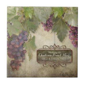 Personalized Rustic Vineyard Winery Fall Wine Sign Ceramic Tile