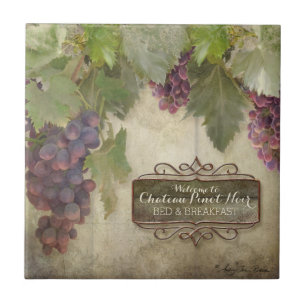 Personalized Rustic Vineyard Winery Fall Wine Sign Ceramic Tile