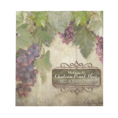 Personalized Rustic Vineyard Winery Fall Wine Sign Notepad