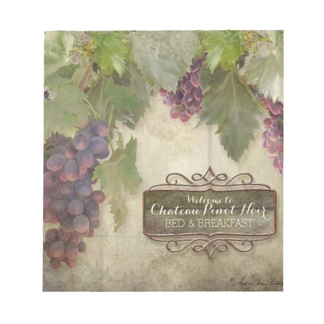 Personalized Rustic Vineyard Winery Fall Wine Sign Notepad (Front)
