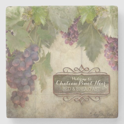 Personalized Rustic Vineyard Winery Fall Wine Sign Stone Coaster