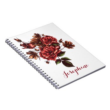Personalized Rustic Vintage Red Roses notebook
