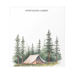 Personalized Rustic Watercolor Forest Green  Notepad