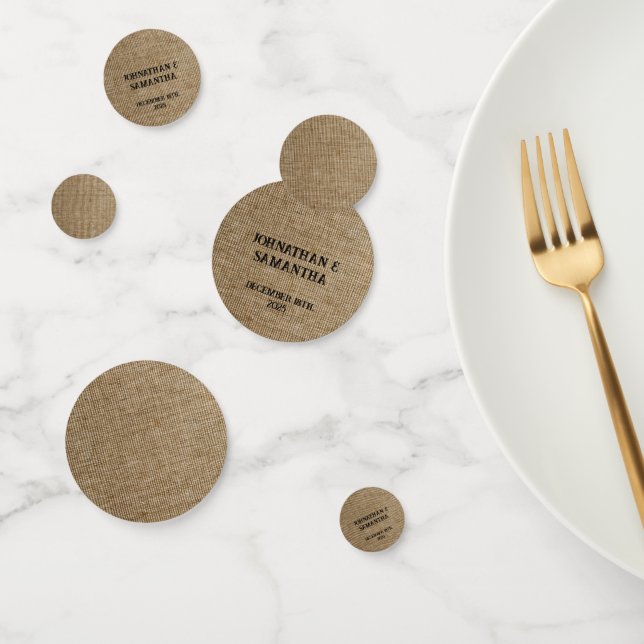 Personalized Rustic Wedding Confetti – Burlap  (Group)