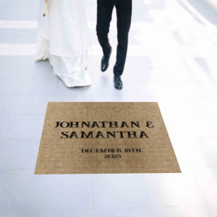 Personalized Rustic Wedding Floor Decals – Burlap 
