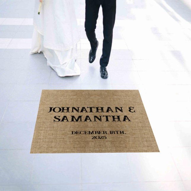 Personalized Rustic Wedding Floor Decals – Burlap  (Wedding)