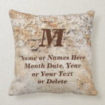 Personalized Rustic Wedding Gifts with Names, Date Throw Pillow<br><div class="desc">Unique Monogrammed and Personalized Rustic Wedding Gift Ideas with Couple's Names, Date and Your Text or Delete any text. Any Occasion Personalized Rustic Pillows. Gorgeous unique rustic stone-like design. CALL Rodney or Linda to make design CHANGES for you at no extra charge. Our free design service offers you the ability...</div>