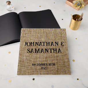 Personalized Rustic Wedding Guest Book – Burlap 