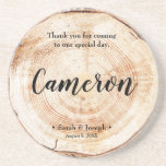 Personalized Rustic wedding Name wood cut coaster<br><div class="desc">We really loved having personalized gifts at each of our guests table. With the beautiful rustic weddings people have been asking me about, the wooden theme kept coming to mind. I designed this coaster with a wood cut disc to allow you to personalize the name of your guest on it...</div>