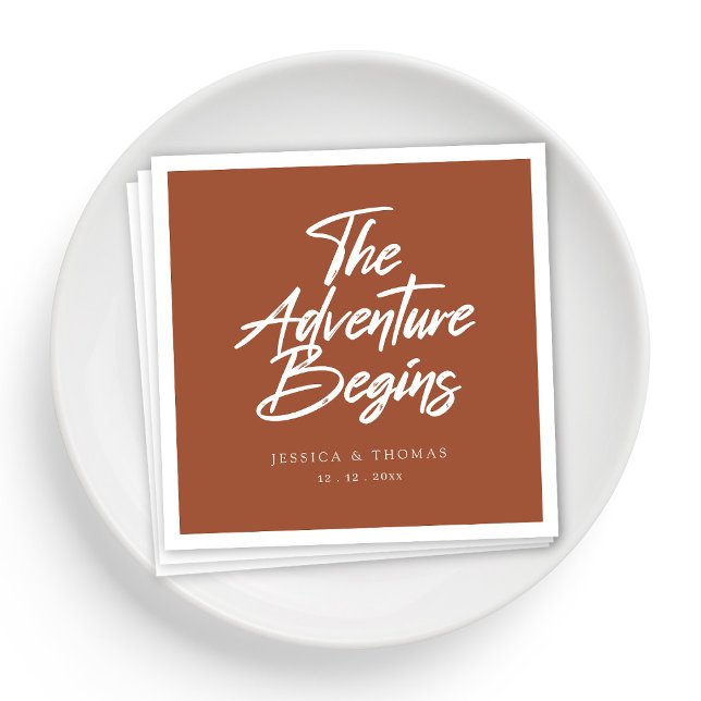 Personalized Rustic Wedding Napkins in Terracotta (Personalized Rustic Wedding Napkins in Terracotta)