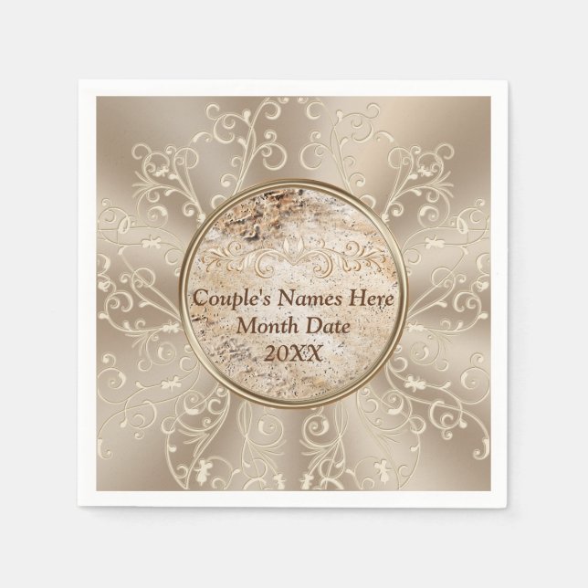 Personalized Rustic Wedding Napkins with YOUR TEXT (Front)