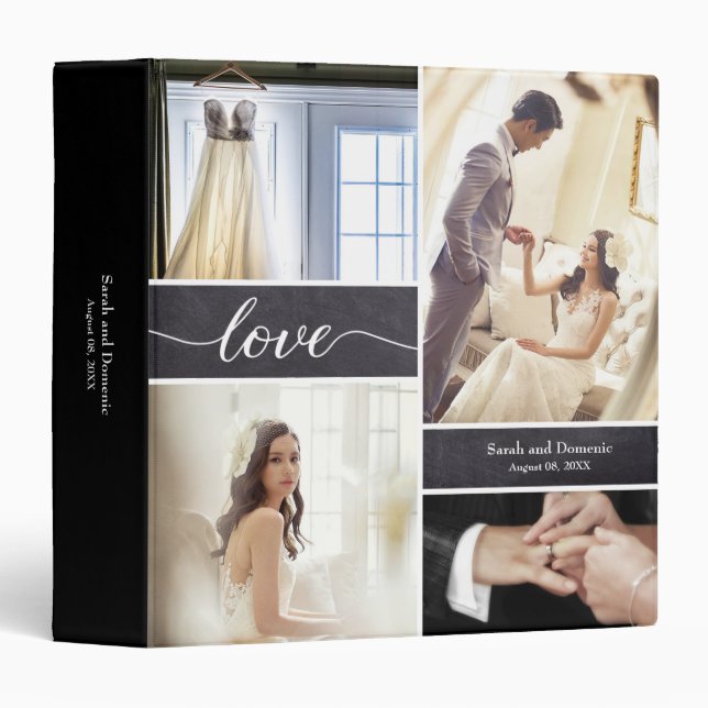 Personalized Rustic Wedding Photo collage 3 Ring Binder (Front/Spine)