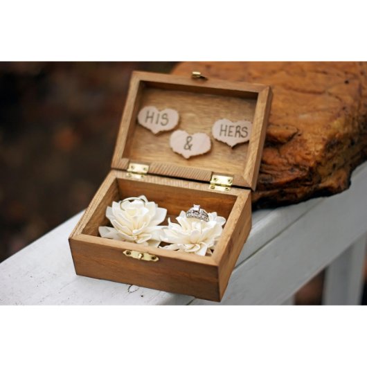 Personalized Rustic Wedding Ring Bearer Box (Inside)