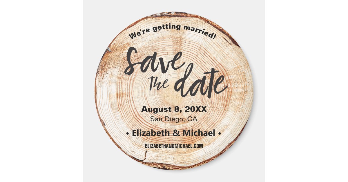 Personalized Rustic wedding Wood Cut Save the date Magnet | Zazzle