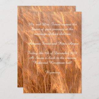 Personalized rustic, wheat, wedding invitation