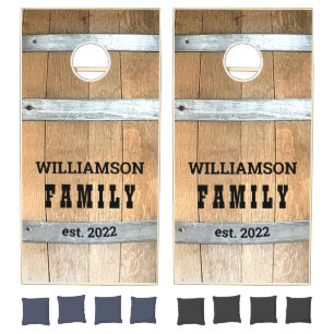 Personalized Rustic Whiskey Barrel Cornhole Set